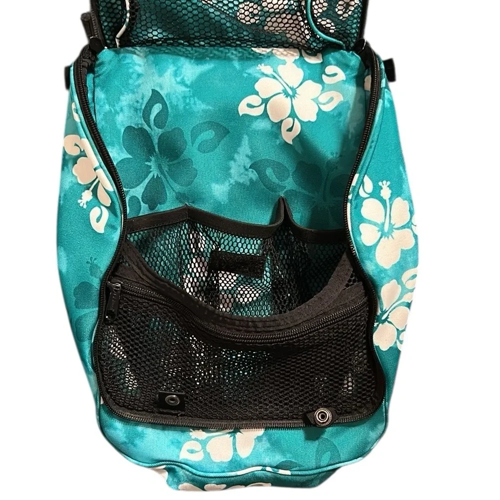 L.L. Bean Teal and White Floral Cosmetic Bag